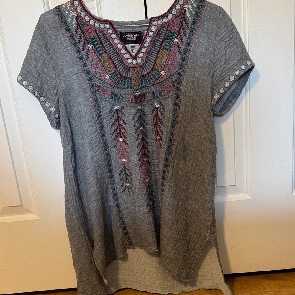 Johnny Was Multicolor Embroidered Tunic